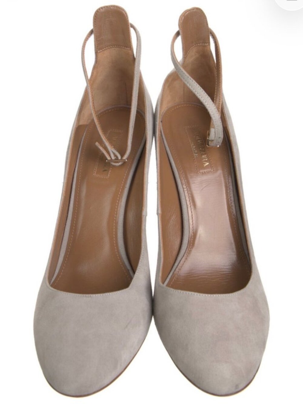 Aquazzura Grey Suede Pointed Toe Pumps EU 40.5 US 10.5